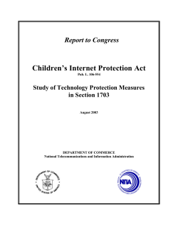 Children’s Internet Protection Act Report to Congress Study of Technology Protection Measures