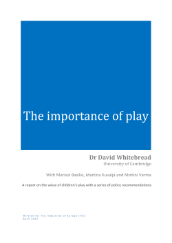 The importance of play Dr David Whitebread