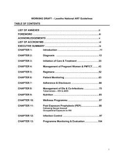 WORKING DRAFT – Lesotho National ART Guidelines TABLE OF CONTENTS