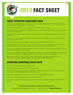 2013  FACT SHEET ABOUT OPERATION CHRISTMAS CHILD