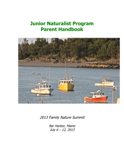Junior Naturalist Program Parent Handbook 2013 Family Nature Summit