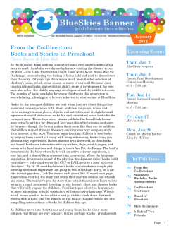 From the Co-Directors: Books and Stories in Preschool  Thur. Jan 2