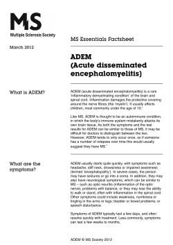 ADEM (Acute disseminated encephalomyelitis] MS Essentials Factsheet