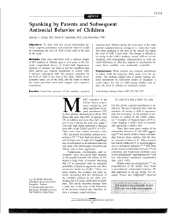 Spanking by Parents and Subsequent Antisocial Behavior of Children