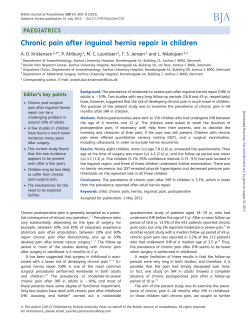 Chronic pain after inguinal hernia repair in children PAEDIATRICS *, P. Ahlburg