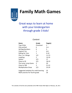 Family Math Games    Great ways to learn at home   with your kindergarten 