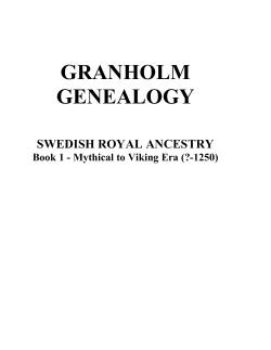 GRANHOLM GENEALOGY SWEDISH ROYAL ANCESTRY