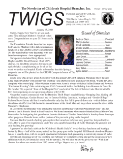 TWIGS The Newsletter of Children’s Hospital Branches, Inc.