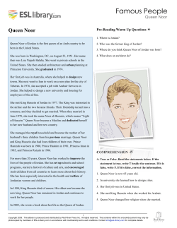 Famous People Queen Noor Pre-Reading Warm Up Questions