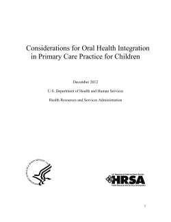 Considerations for Oral Health Integration in Primary Care Practice for Children