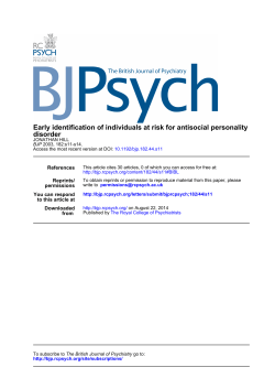 Early identification of individuals at risk for antisocial personality disorder