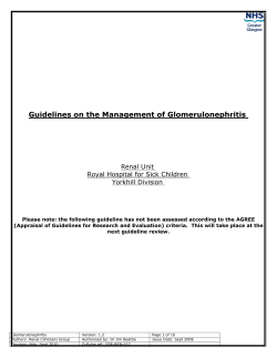 Guidelines on the Management of Glomerulonephritis Renal Unit