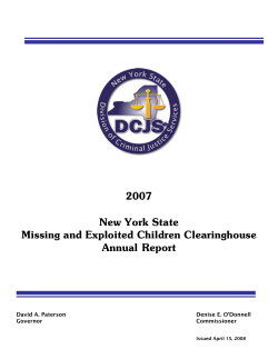 2007 New York State Missing and Exploited Children Clearinghouse