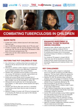 COMBATING TUBERCULOSIS IN CHILDREN ZERO DEATHS QUICK FACTS