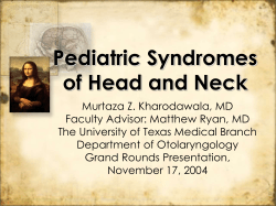 Pediatric Syndromes of Head and Neck