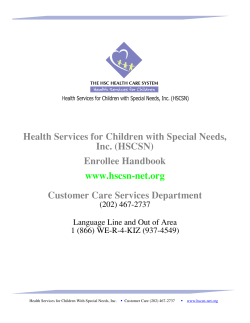Health Services for Children with Special Needs, Inc. (HSCSN) Enrollee Handbook