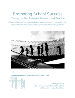 Promoting School Success Closing the Gap Between Research and Practice