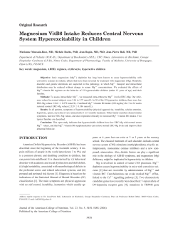 Magnesium VitB6 Intake Reduces Central Nervous System Hyperexcitability in Children Original Research