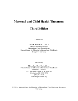 Maternal and Child Health Thesaurus Third Edition