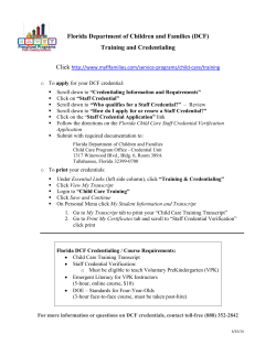 Florida Department of Children and Families (DCF) Training and Credentialing
