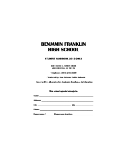 BENJAMIN FRANKLIN HIGH SCHOOL  STUDENT HANDBOOK 2012-2013