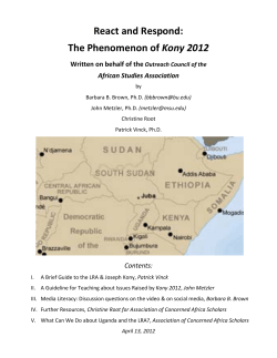 React and Respond:  Kony 2012 Written on behalf of the African Studies Association