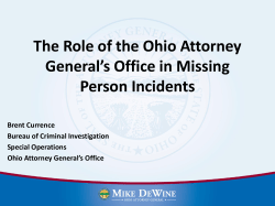 The Role of the Ohio Attorney General’s Office in Missing Person Incidents
