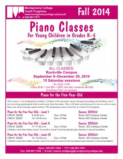 Piano Classes  Fall 2014 For Young Children in Grades K–5