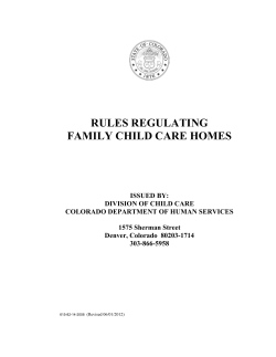 RULES REGULATING FAMILY CHILD CARE HOMES
