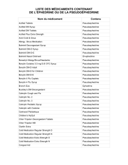 LISTE DES M&Eacute;DICAMENTS CONTENANT DE L&rsquo;&Eacute;PHEDRINE OU DE LA PSEUDO&Eacute;PHEDRINE Contenu