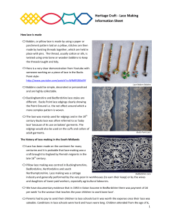 Heritage Craft - Lace Making Information Sheet