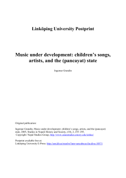 Music under development: children’s songs, artists, and the (pancayat) state