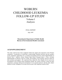 WOBURN CHILDHOOD LEUKEMIA FOLLOW-UP STUDY Volume I