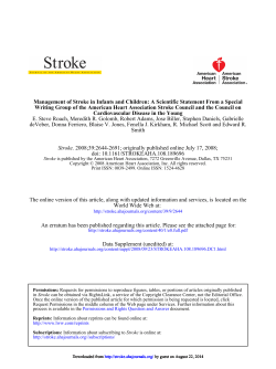 Management of Stroke in Infants and Children: A Scientific Statement... Writing Group of the American Heart Association Stroke Council and...