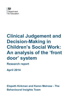 Clinical Judgement and Decision-Making in Children’s Social Work: An analysis of the ‘front