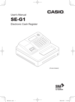 SE-G1 User's Manual Electronic Cash Register (S size drawer)