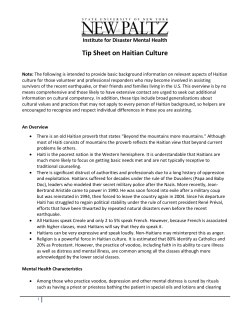 Tip Sheet on Haitian Culture   Institute for Disaster Mental Health 