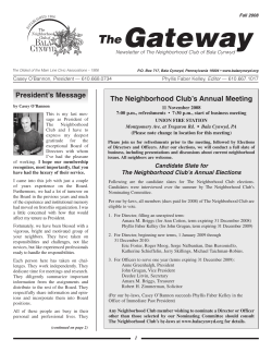 Gateway The President’s Message The Neighborhood Club’s Annual Meeting