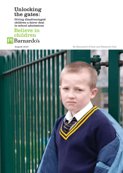 Unlocking the gates: Giving disadvantaged children a fairer deal