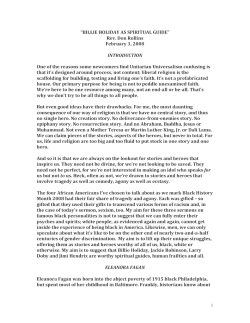 &ldquo;BILLIE&nbsp;HOLIDAY&nbsp;AS&nbsp;SPIRITUAL&nbsp;GUIDE&rdquo;&nbsp; Rev.&nbsp;Don&nbsp;Rollins&nbsp; February&nbsp;3,&nbsp;2008&nbsp; &nbsp;