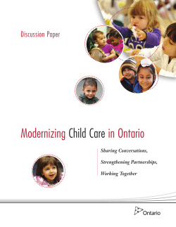 Modernizing in Ontario Child Care Discussion Paper
