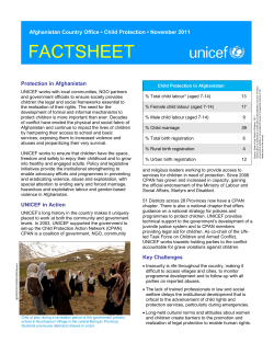 FACTSHEET  Afghanistan Country Office • Child Protection • November 2011
