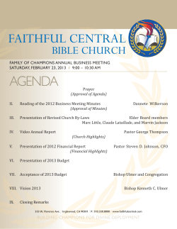 FAITHFUL CENTRAL AGENDA BIBLE CHURCH