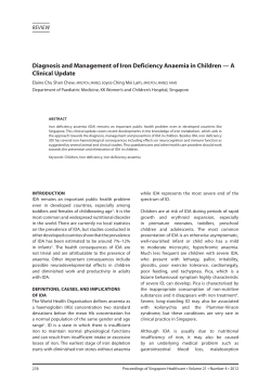 Diagnosis and Management of Iron Deficiency Anaemia in Children —... Clinical Update REVIEW