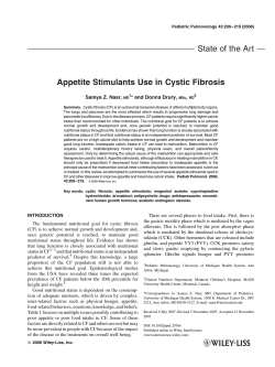 State of the Art Appetite Stimulants Use in Cystic Fibrosis