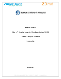 Medical Director  Children’s Hospital Integrated Care Organization (CHICO) Children’s Hospital of Boston