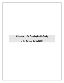 A Framework for Creating Health Equity In the Toronto Central LHIN