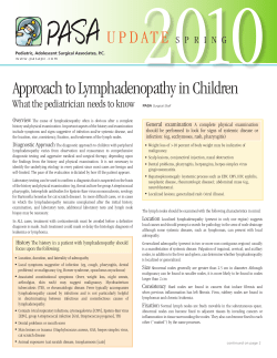2010 Approach to Lymphadenopathy in Children U P D A T E