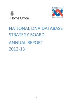 NATIONAL DNA DATABASE STRATEGY BOARD ANNUAL REPORT