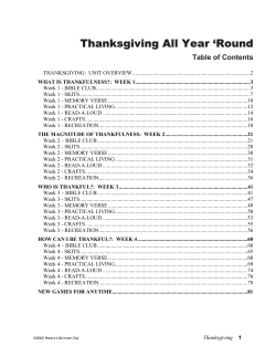 Thanksgiving All Year ‘Round Table of Contents